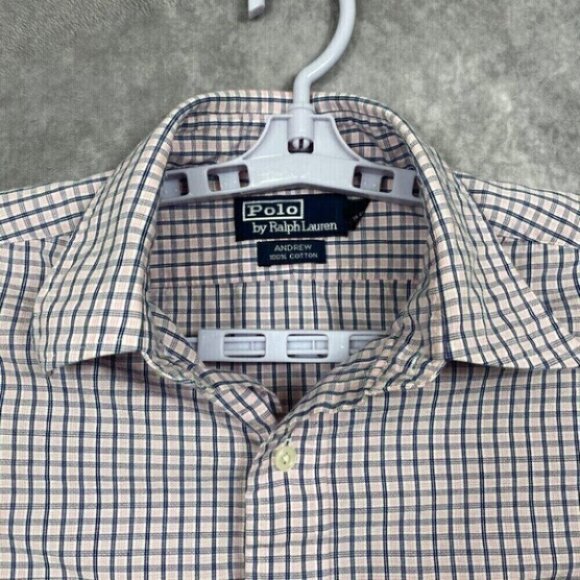 Polo Ralph Lauren Shirt Mens 15.5 34/35 Plaid Cotton Andrew Button-Up Collar - Picture 7 of 10
